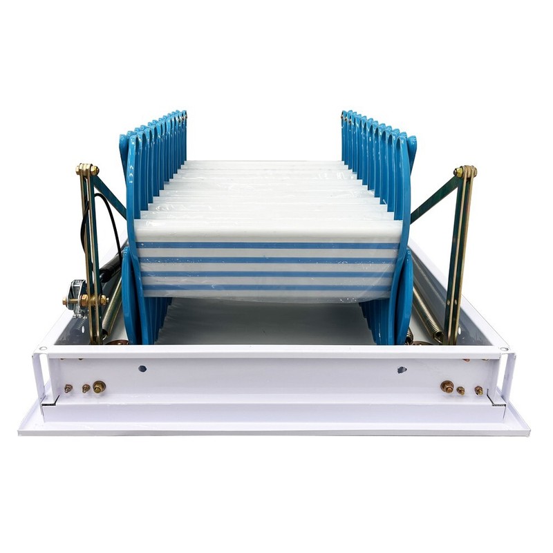 Blue Side-mounted Loft Wall Ladder Stairs Concealed Penthouse Retractable Foldin gallery