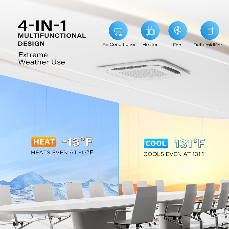 23,000 BTU Ceiling Cassette Mini Split AC & Heat Pump, Inverter Air Conditioner gallery
