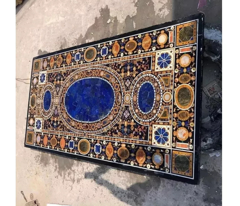Custom marble Inlay Table Top 54x36 Inch Pietra Dura Inlay art Home Decor gallery