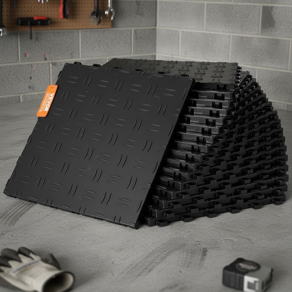 Black Interlocking Garage Tiles - 50 Pack Non-Slip, Easy to Clean Design gallery