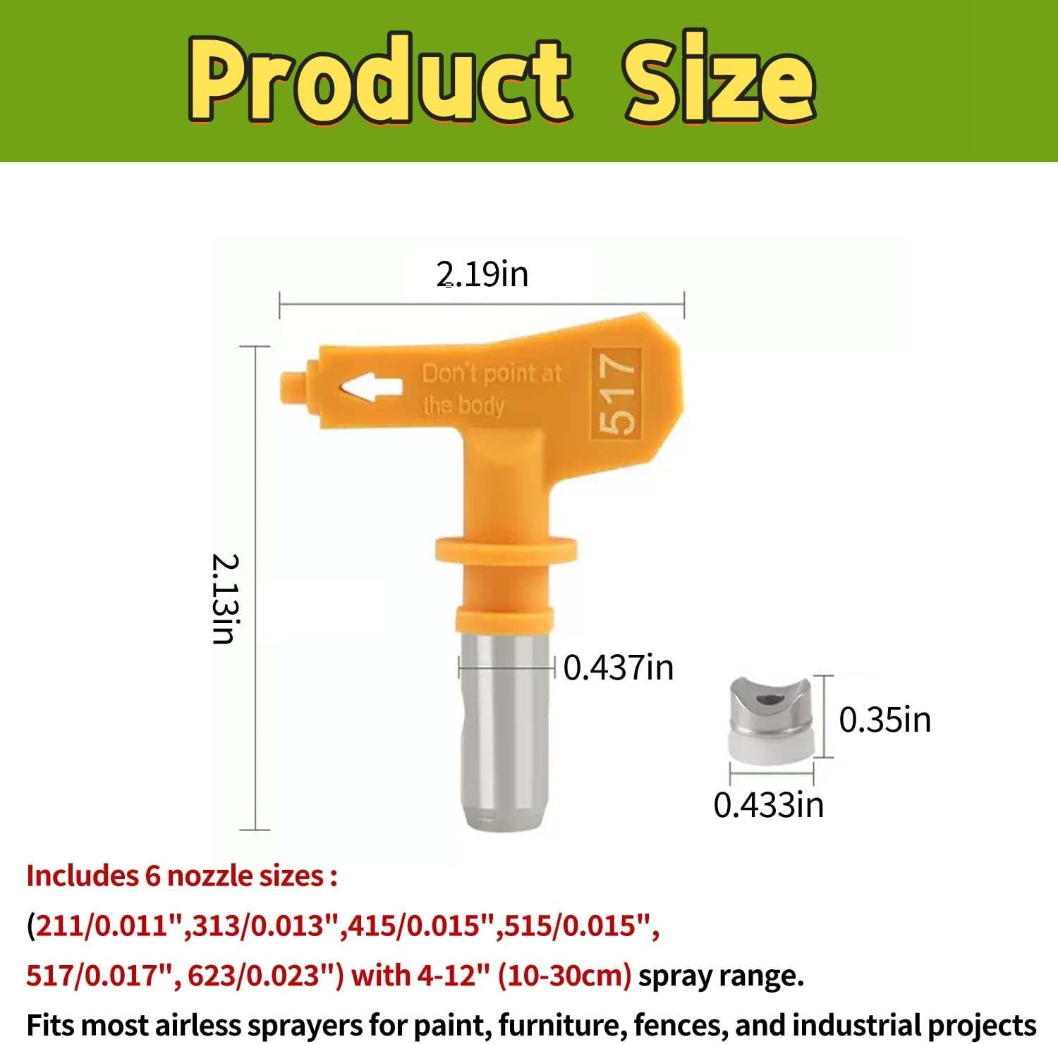 6 Pieces Airless Paint Sprayer Tips Set - 211, 313, 415, 515, 517, 6 nozzles gallery