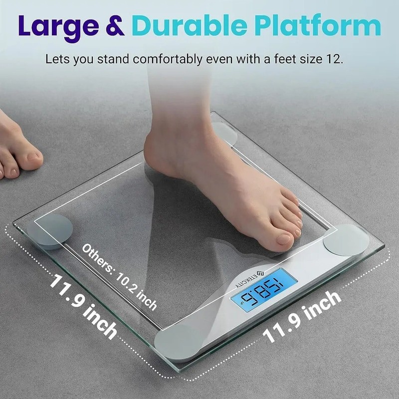 Bathroom Scale Weight Digital Large LCD Backlight Display Tempered Glass 400 lbs gallery
