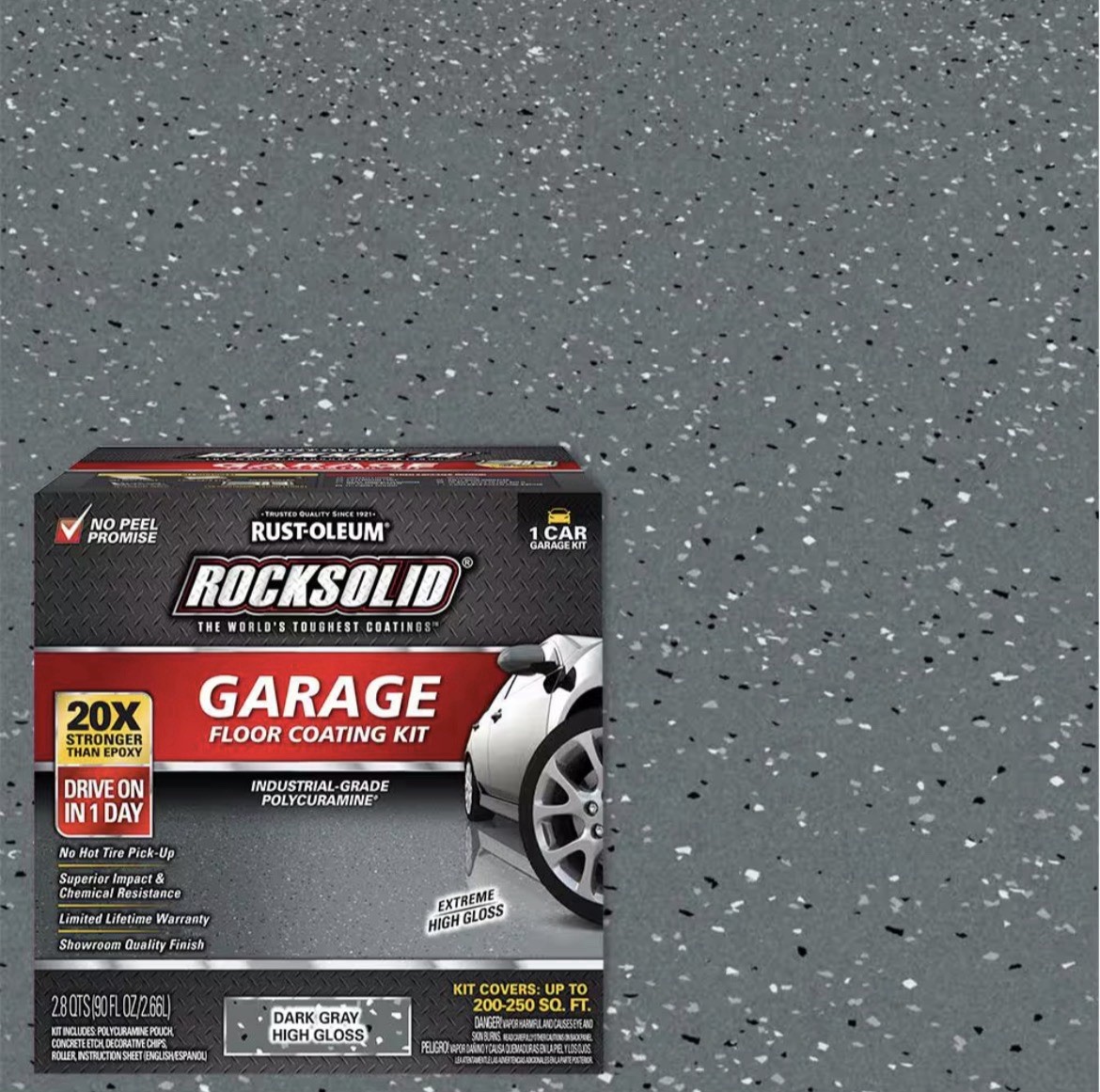 New Rust-Oleum RockSolid 1 Car Garage Floor Kit 90 oz. DARK Gray Polycuramine gallery