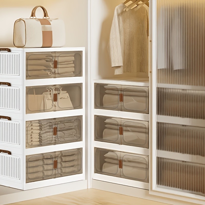Layer Extra Large Storage Cabinet, Multi-Layer Foldable Storage Box with Door gallery