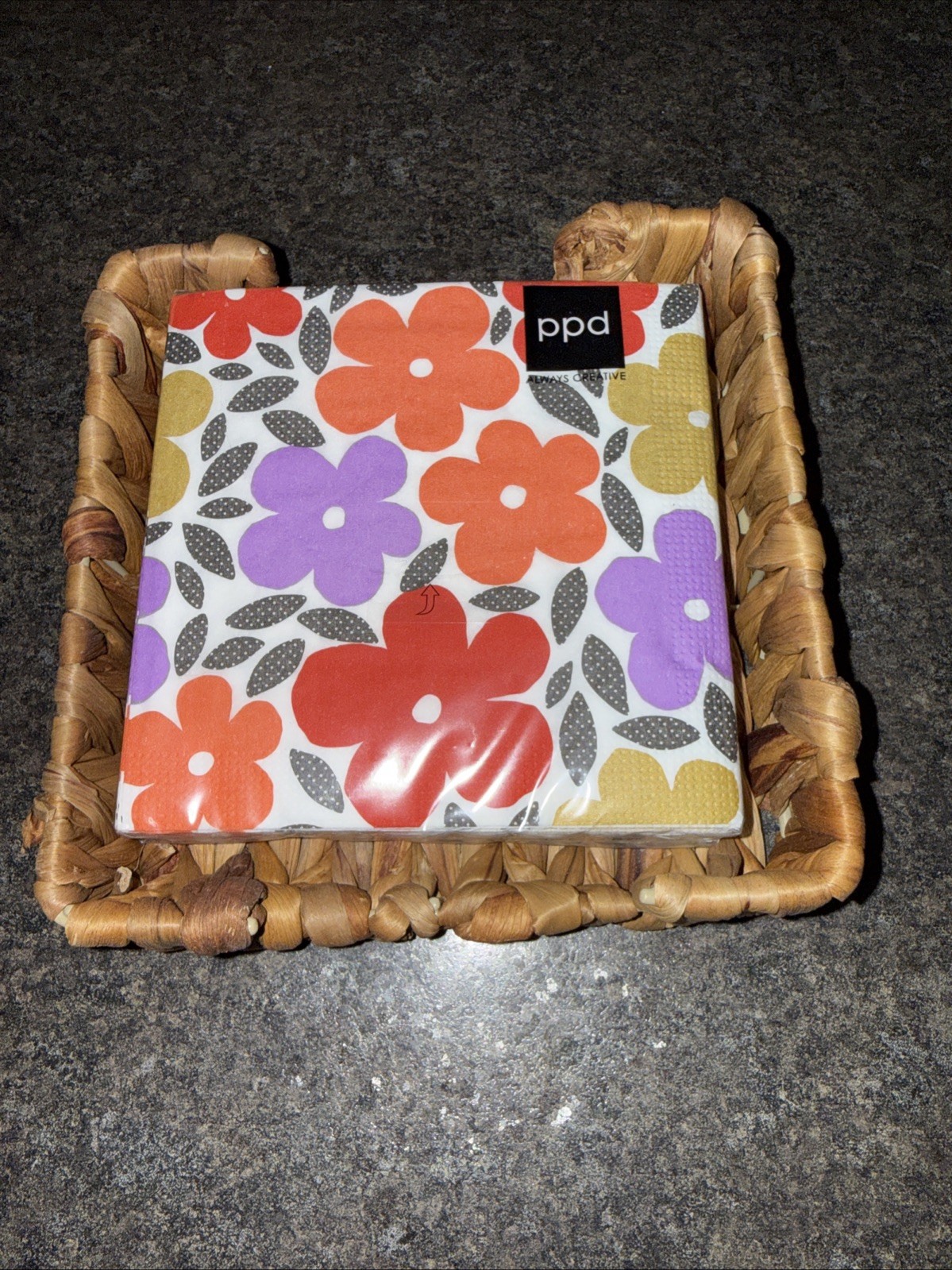 Square Cocktail Napkin Holder Seagrass & Paper Product Design Flower Napkins gallery