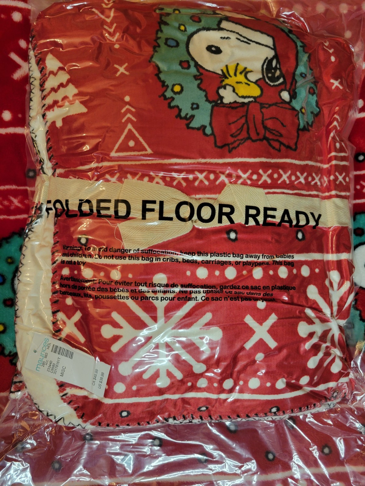 Maurice's Snoopy Holiday Fleece Throw Sherpa Fleece 60''x50'' gallery