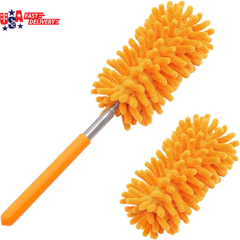 Microfiber Duster for Cleaning, Hand Washable Dusters with 2Pcs Replaceable Mic