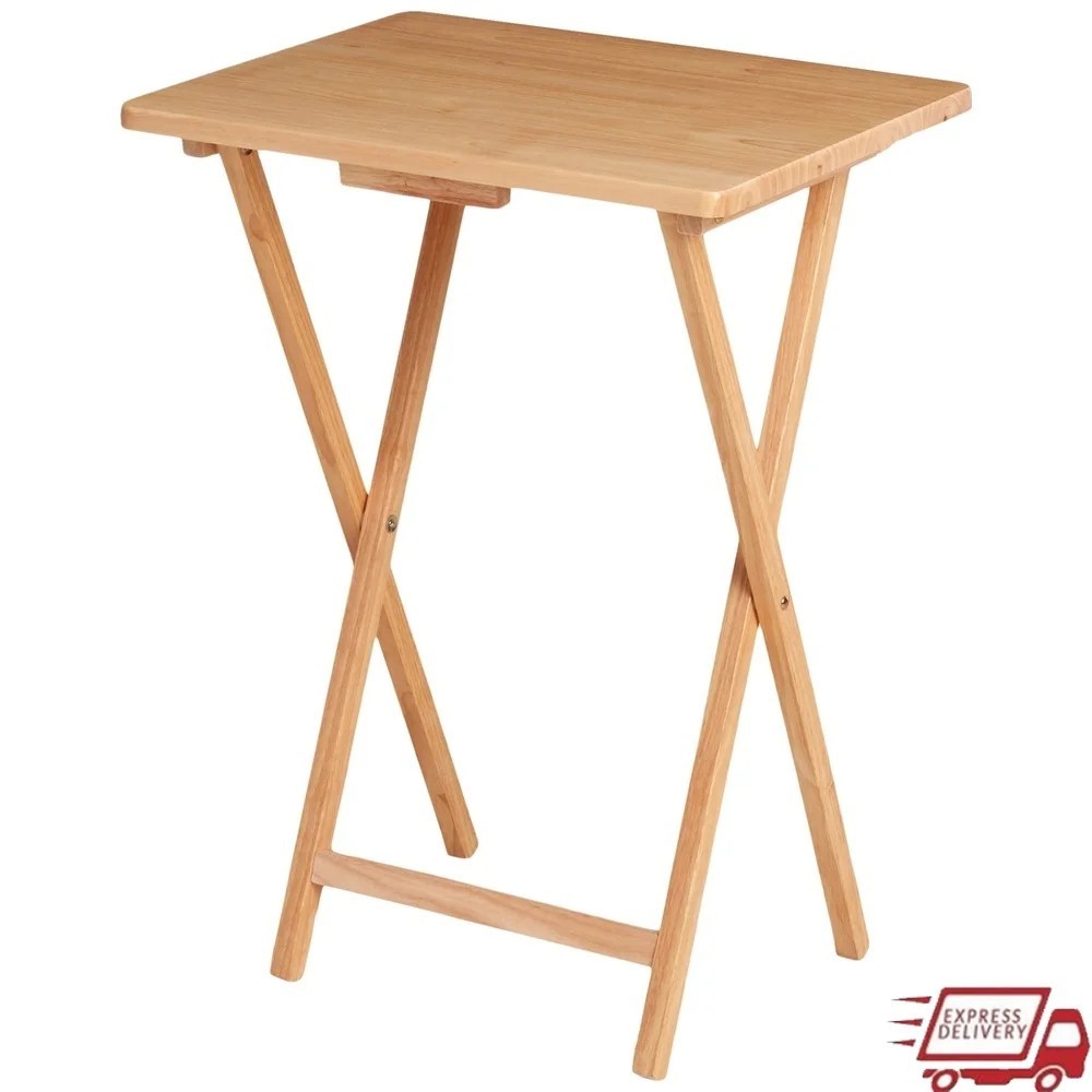 No Assembly Required Folding TV Tray Table - Natural L 19 x W 15 x H 26 inch gallery