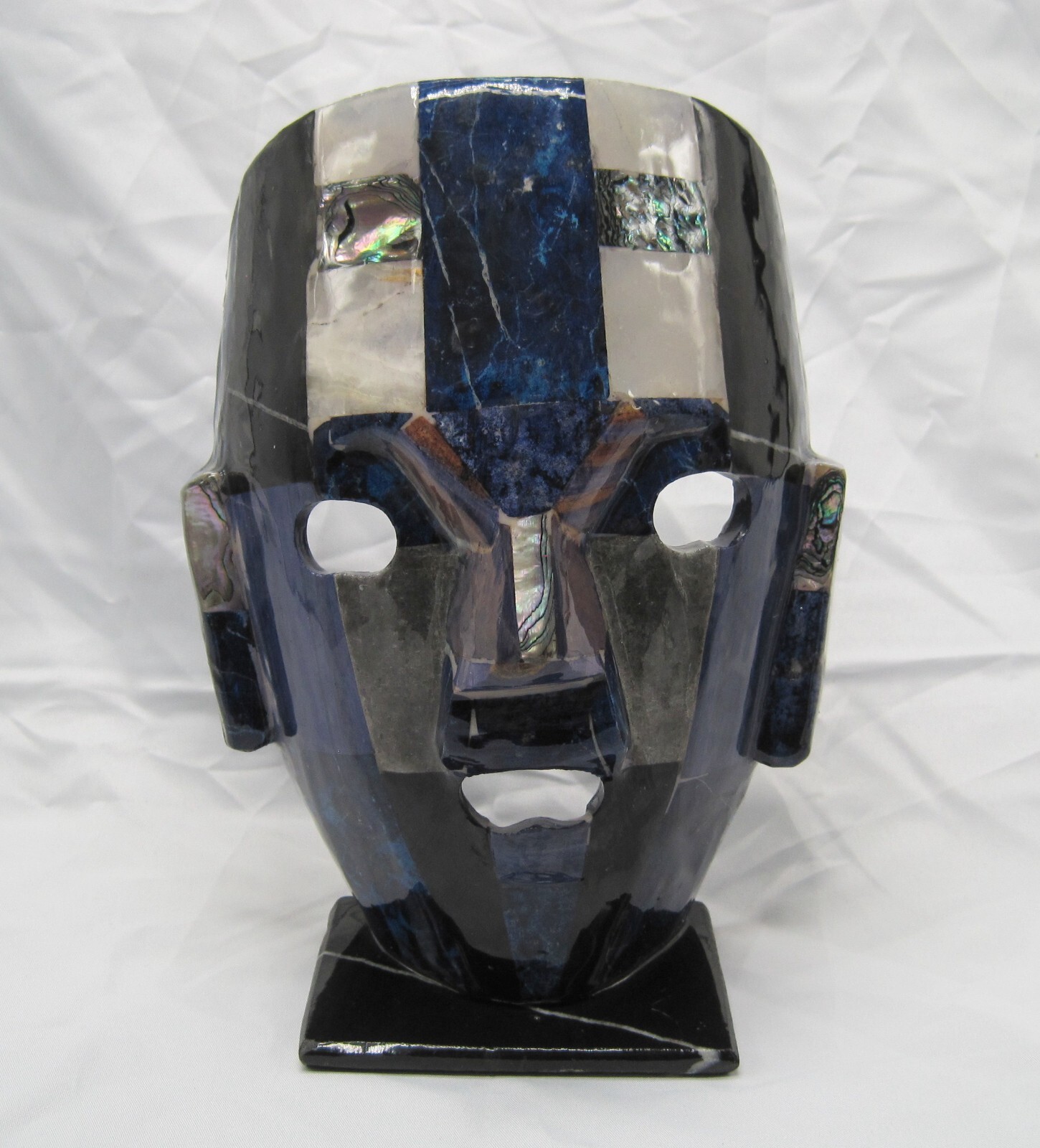 Aztec/Mayan Burial Tribal Mask Hand Made Abalone Lapis Black Onyx Stones gallery