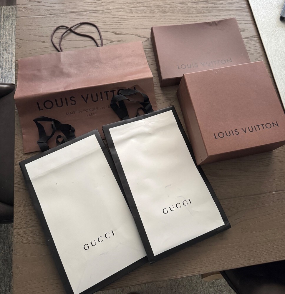 Authentic LOUIS VUITTON Bag Box BOX ONLY & Gucci Shopping Bag Lot