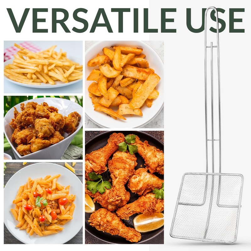 Square Fine Mesh Skimmer 5x5 Strainer With 12 Inch Long Handle Stainless Steel gallery