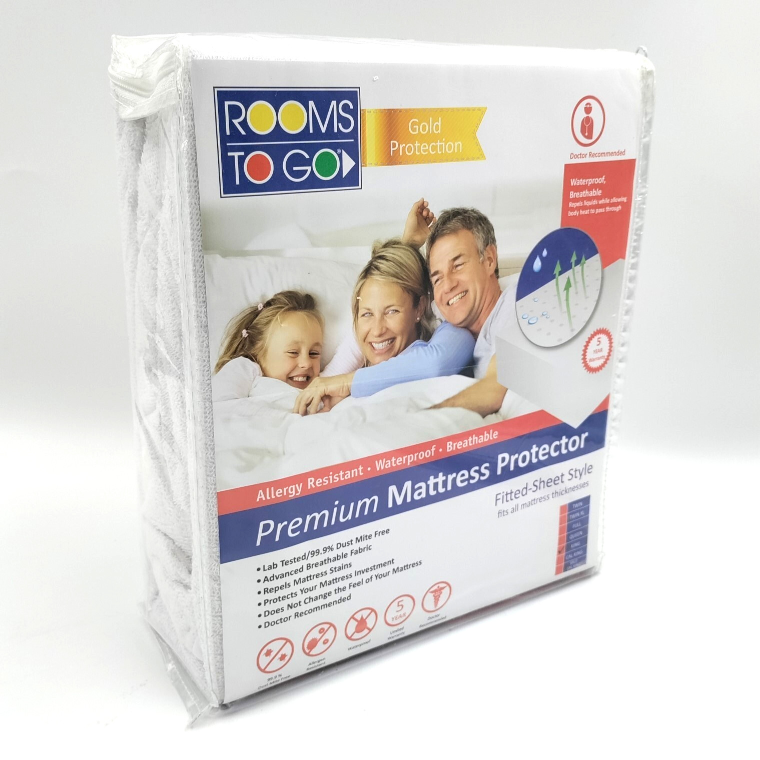 ROOMS TO GO Premium Mattress Protector King-Size Fitted Style Allergy Resistant gallery