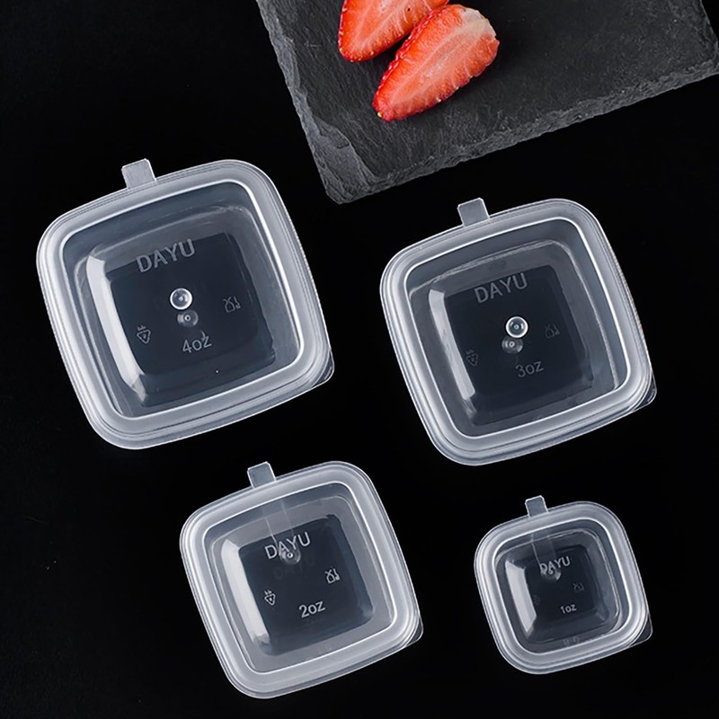 Square-shaped Disposable Sauce Cup Set - All-in-One Design with 4 Size Options, gallery