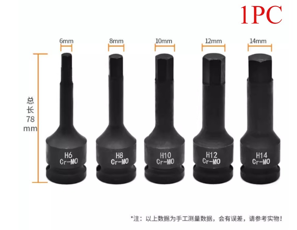 1PC 1/2 Inch Impact Hex Socket Bit 78mm Long H4-H20 Allen Key Wrench gallery