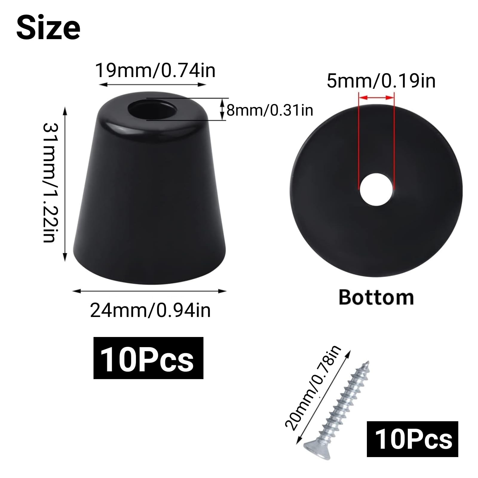 10Pcs Soft Round Rubber Feet with Screws Non Slip Black Cutting Board Feet Sm... gallery