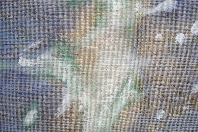 Overdyed Modern Pattern on Traditional Style Wool Rug 8x11 Handmade Semi-antique gallery