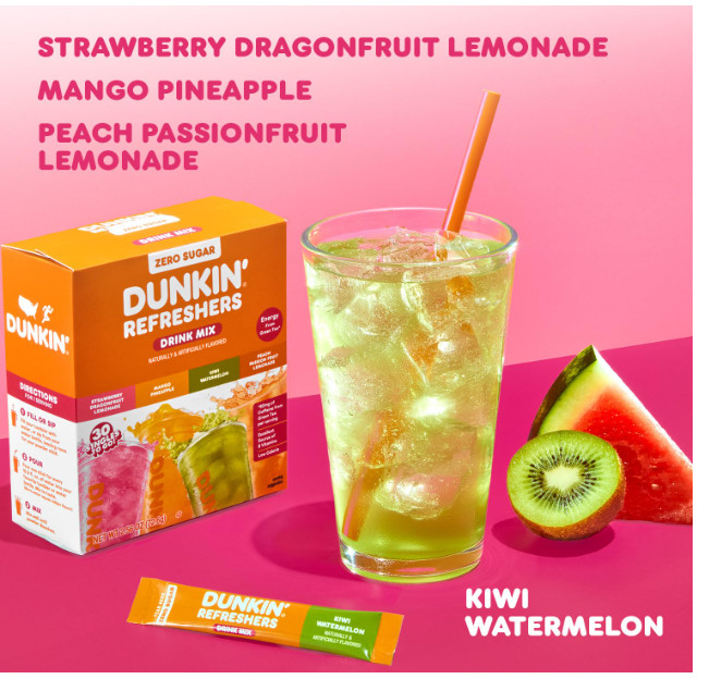 Dunkin’ Zero Sugar Refreshers Powdered Drink Mix Packets, 30 Ct Variety Pack, 3 gallery
