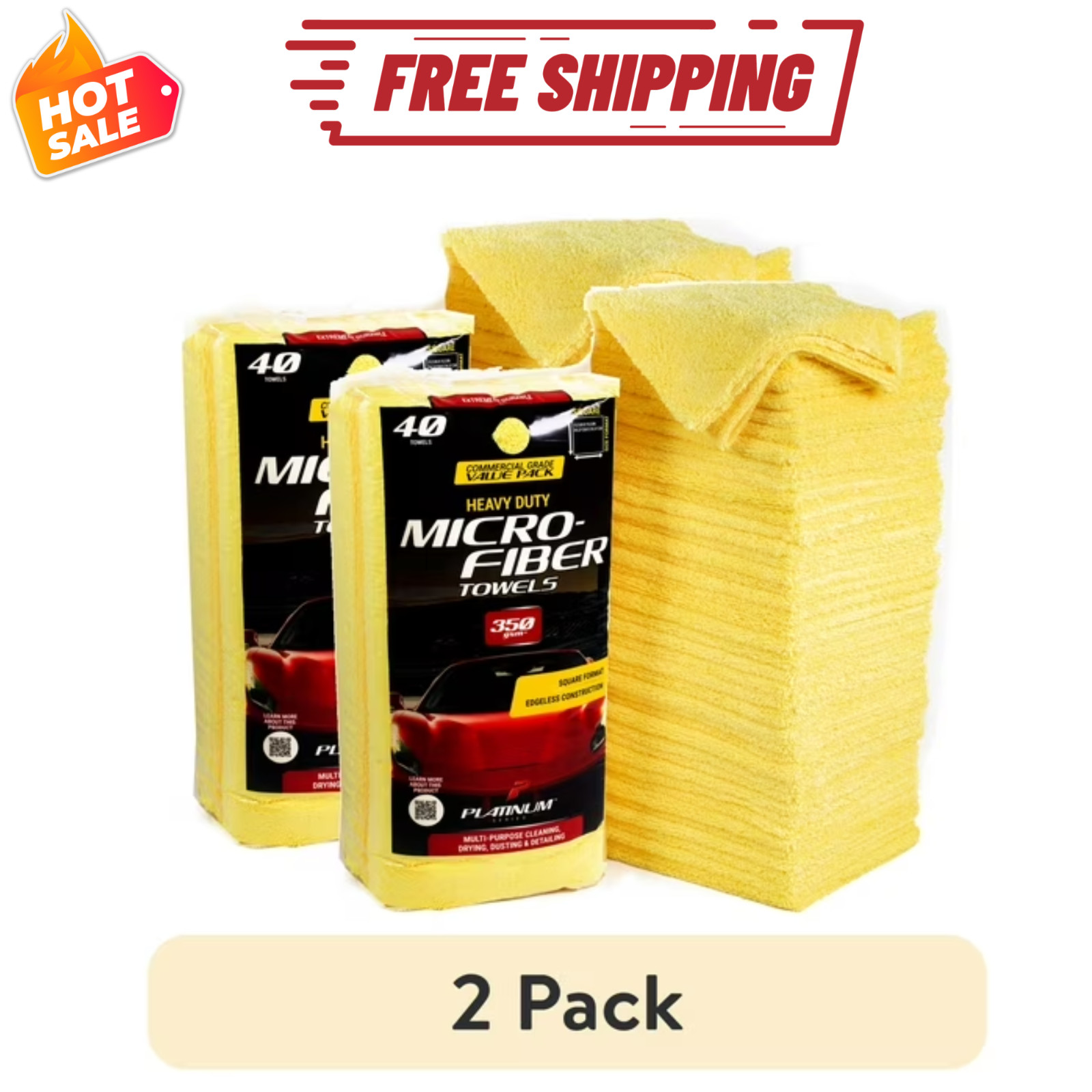 2 Pack Platinum Series Heavy Duty Microfiber Cleaning Detailing Towels 40 Ct gallery