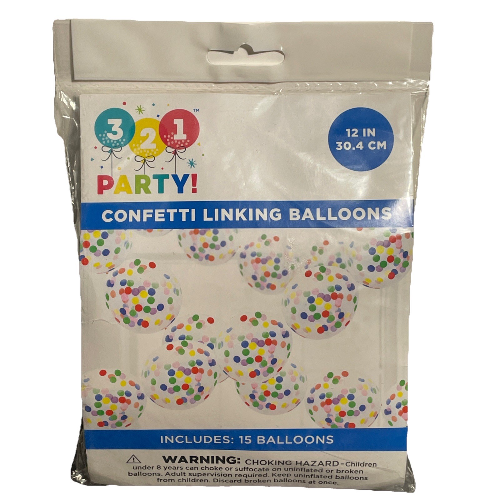 321 Party! 12” Confetti Linking Balloons Includes 15 Balloons New gallery