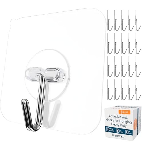 Adhesive Wall Hooks for Hanging Heavy Duty 22 lbs Hooks for Medium, 20 pcs gallery