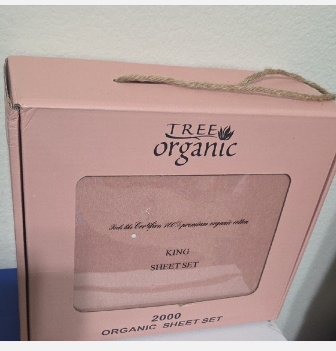 Tree Organic 2000 King Sheet Set 100% Organic Cotton Pink Solid Deep Fitted gallery