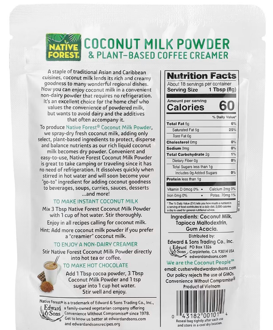 7 PACK - Edward & Sons, Coconut Milk Powder, 5.25 oz - FAST SHIPPING gallery