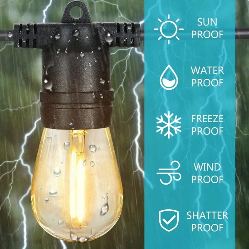 48FT Outdoor Solar LED String Light Weatherproof for Patio Lawn Garden Party gallery