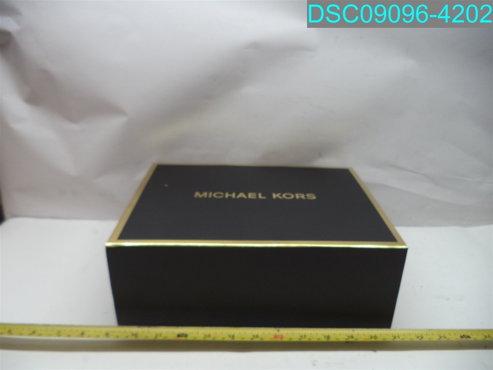 QTY=50: Michael Kors Black And Gold Gift Boxes size medium 12"L X 9"W X 4-1/2" H gallery