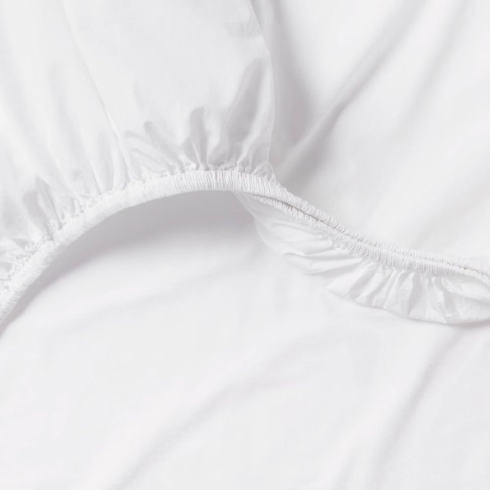 Queen 250 Thread Count Organic Percale Sheet Set True White - Threshold: gallery