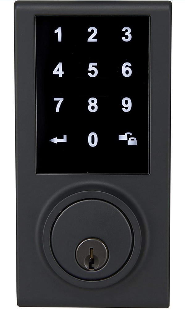 Amazon Basics Grade 3 Electronic Touchscreen Deadbolt Door Lock, Matte Black