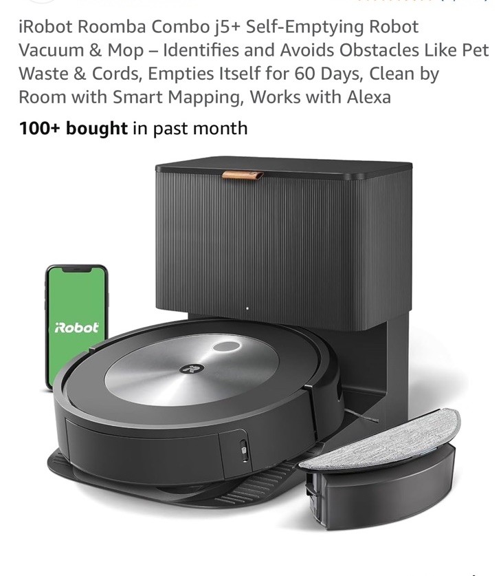 iRobot Roomba Combo j5+ Robot Vacuum & Mop - Black (J557020) gallery