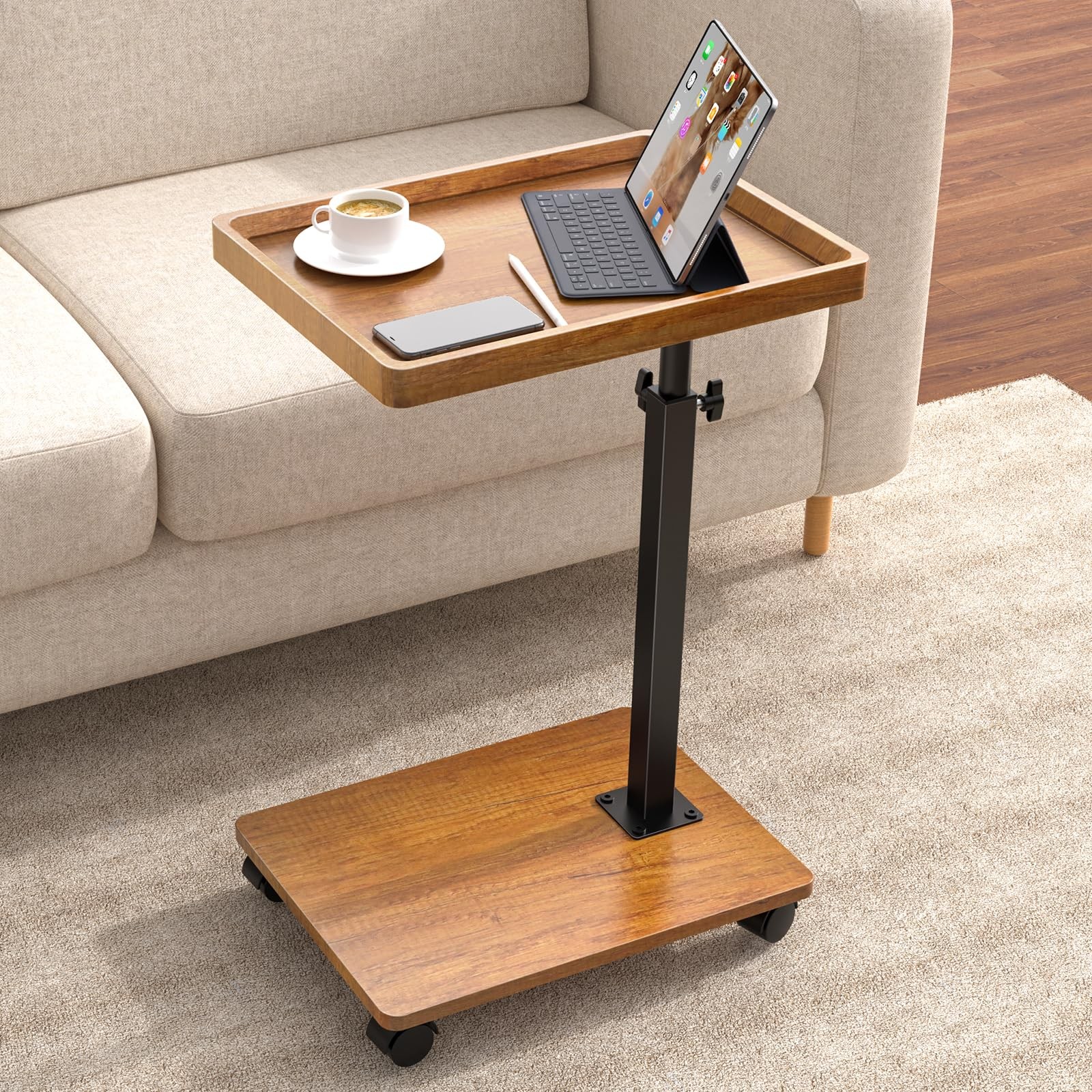 XNSDXV C Table End Table Adjustable Height, 360°Swivel TV Tray Table for Smal... gallery