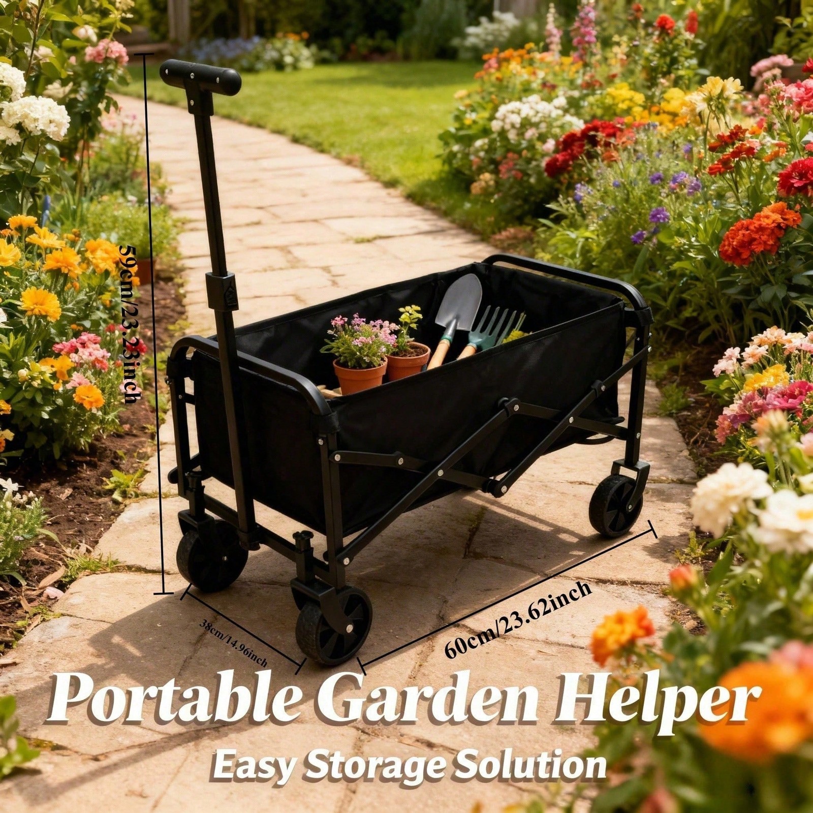 Multi-Purpose Folding Garden Cart, Heavy Duty Rolling Utility Wagon gallery