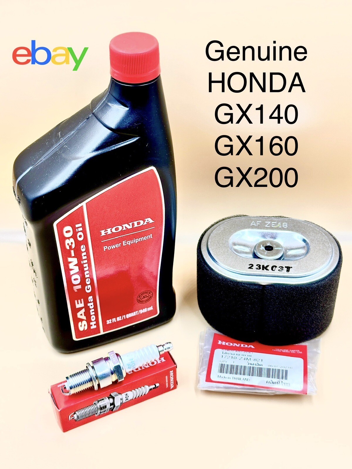 Genuine OEM Honda Engine Maintenance Kit GX160 GX200 Air Filter Spark Plug Oil gallery