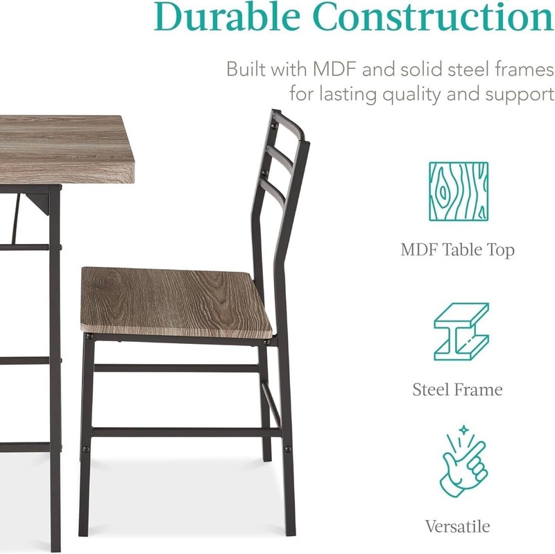 3-Piece Modern Dining Set Built-in Storage Rack Dinette for Kitchen Dining Room gallery