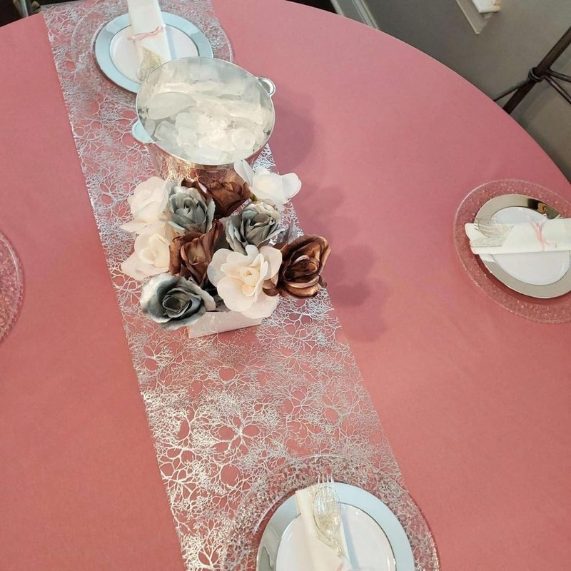 3 PCS 12x108 Inch Silver Branches Table Runner Polyester Wedding Decor gallery