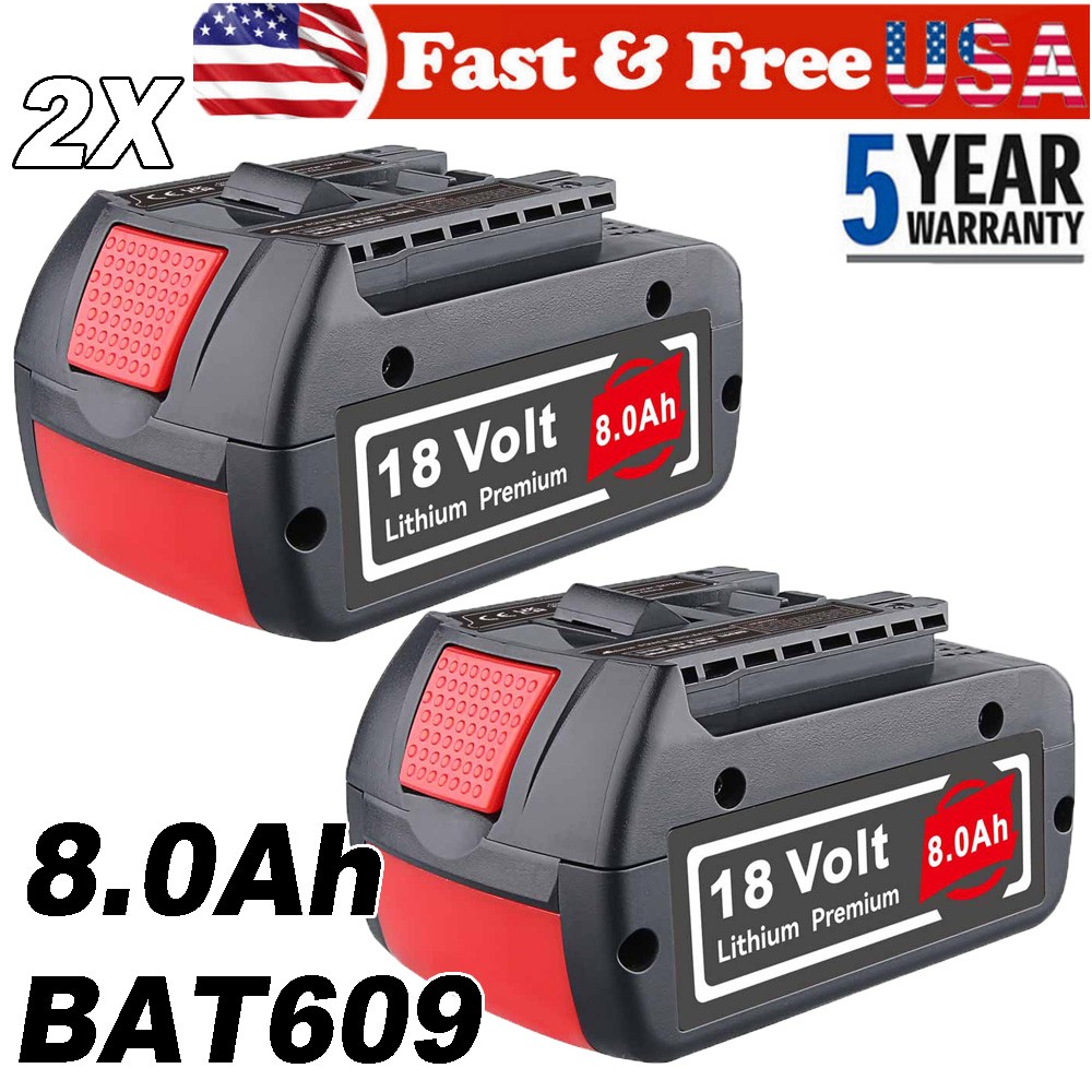 2pack 8.0AH 18V Battery For Bosch 18 VOLT Li-ion BAT609 BAT610G BAT618 24618-01 gallery