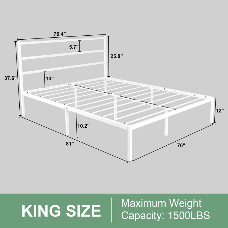 Metal Bed Frame Twin/Full/Queen/King with Headboard Sturdy Steel Slat Support gallery