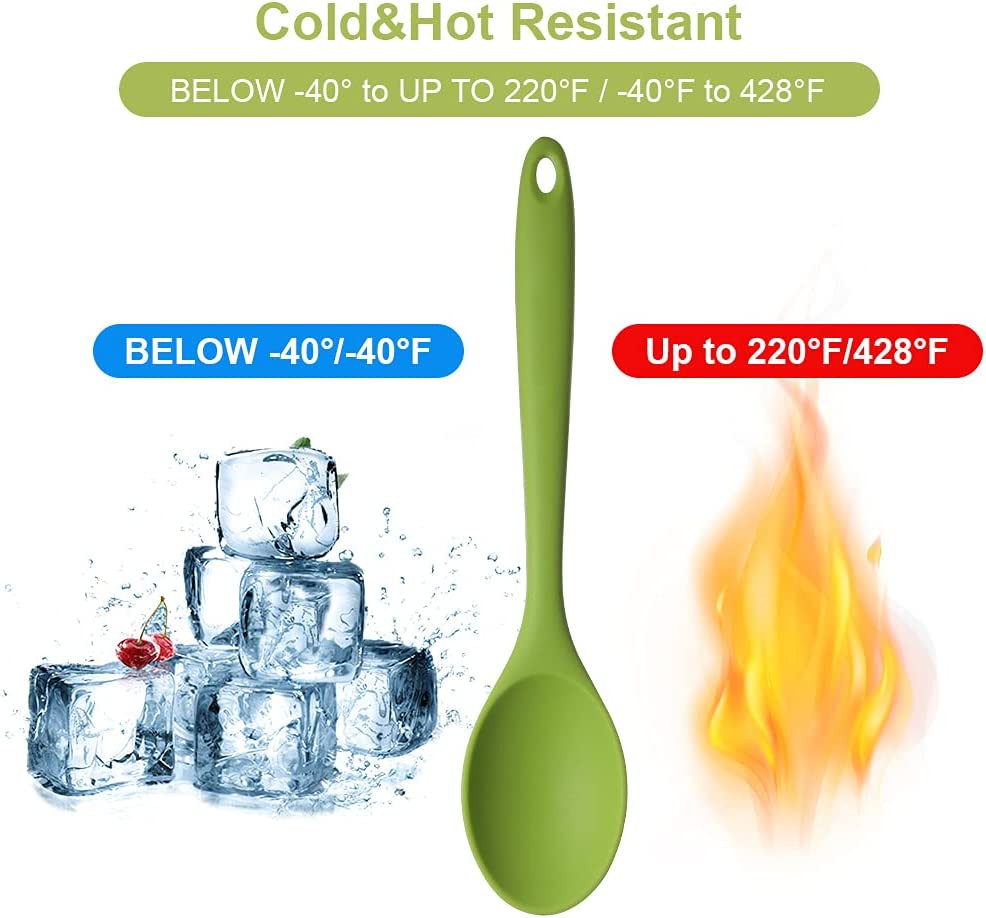 4 Pack 10.8" Large Silicone Mixing Spoons Non Stick Cooking Spoon for Stirring gallery