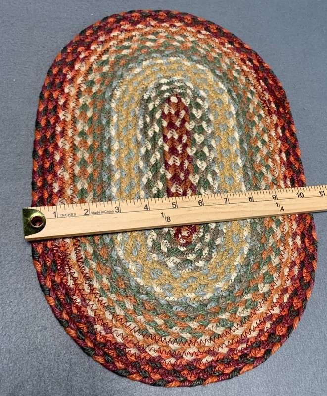 Handwoven Braided Oval Table Mat - Rustic Multicolor Decor 15" x 10" gallery