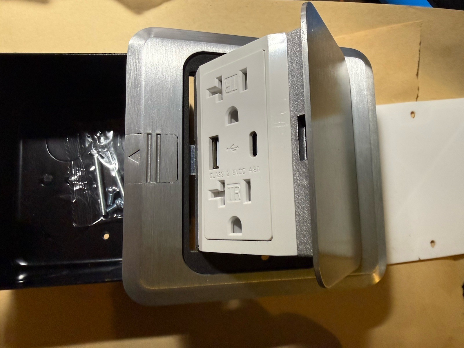 US Standard Home Use Pop Up Floor Socket + USB Aluminum Electrical Outlet 2 Way gallery