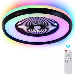 24″/ 20″ Bladeless LED Ceiling Fan with RGB Light Remote for Bedroom Living Room