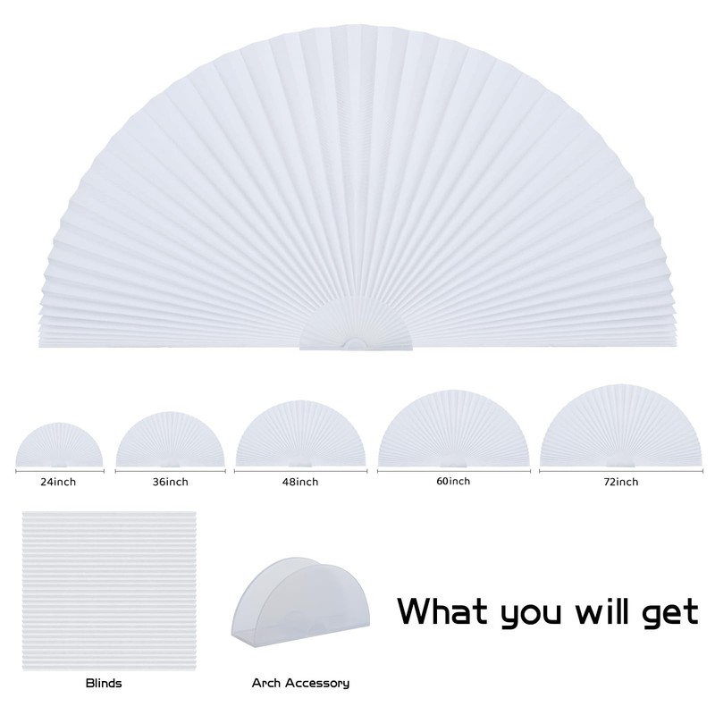 Arch Window Shade Curtains Half Circle Moon Pleated Fabric Blinds Semi Circle... gallery