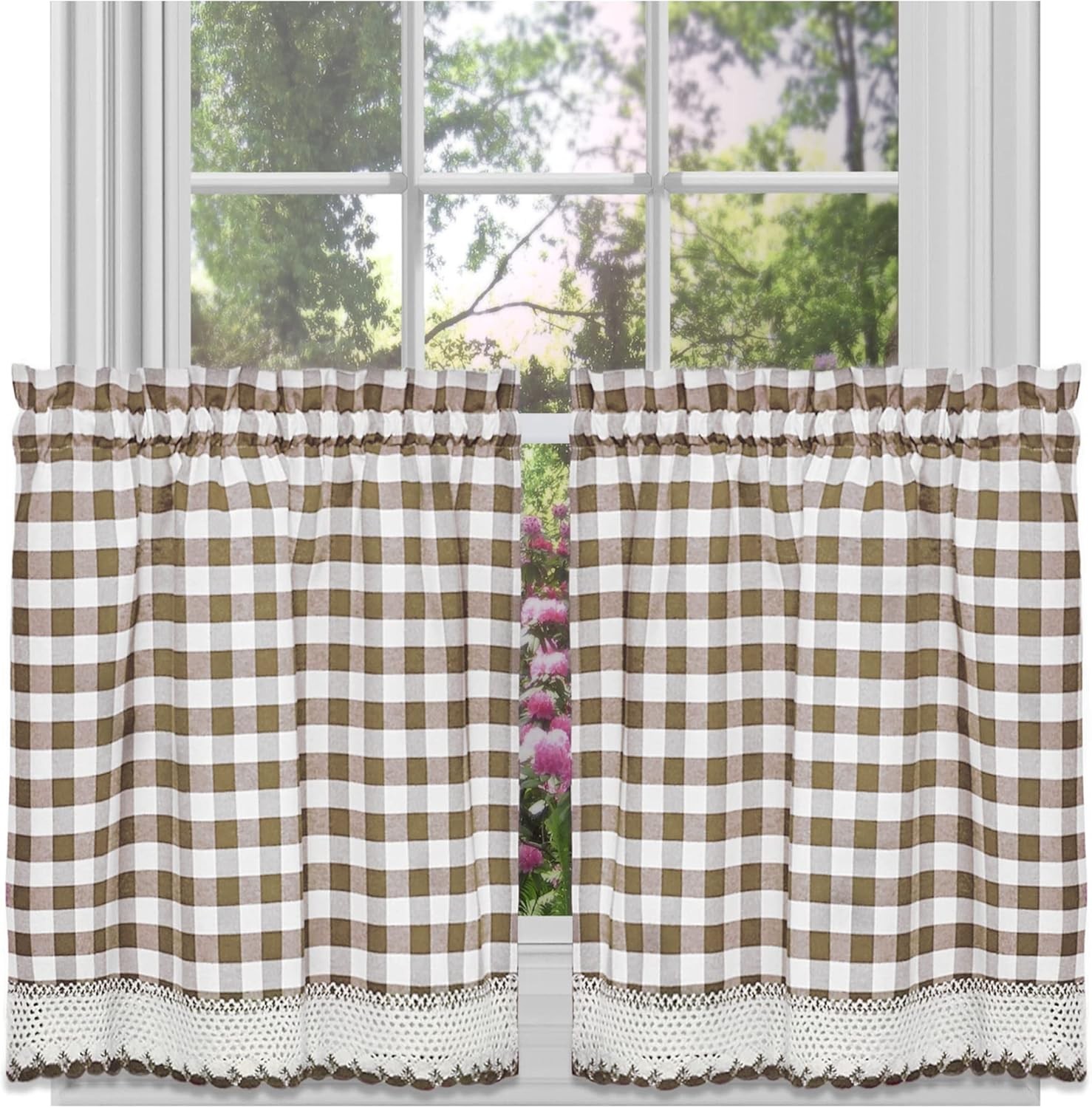 Buffalo Check Tier Pair Window 9"W x 12"L (Pack of 1), Taupe gallery
