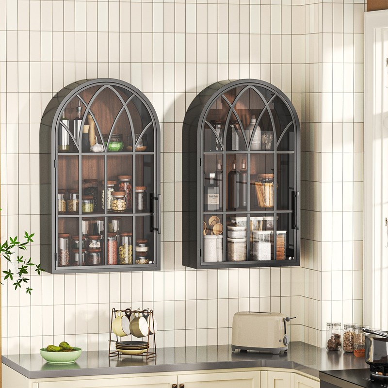 Fully Assembled Bathroom Arched Wall Cabinet Modern Floating Medicine Organizer gallery