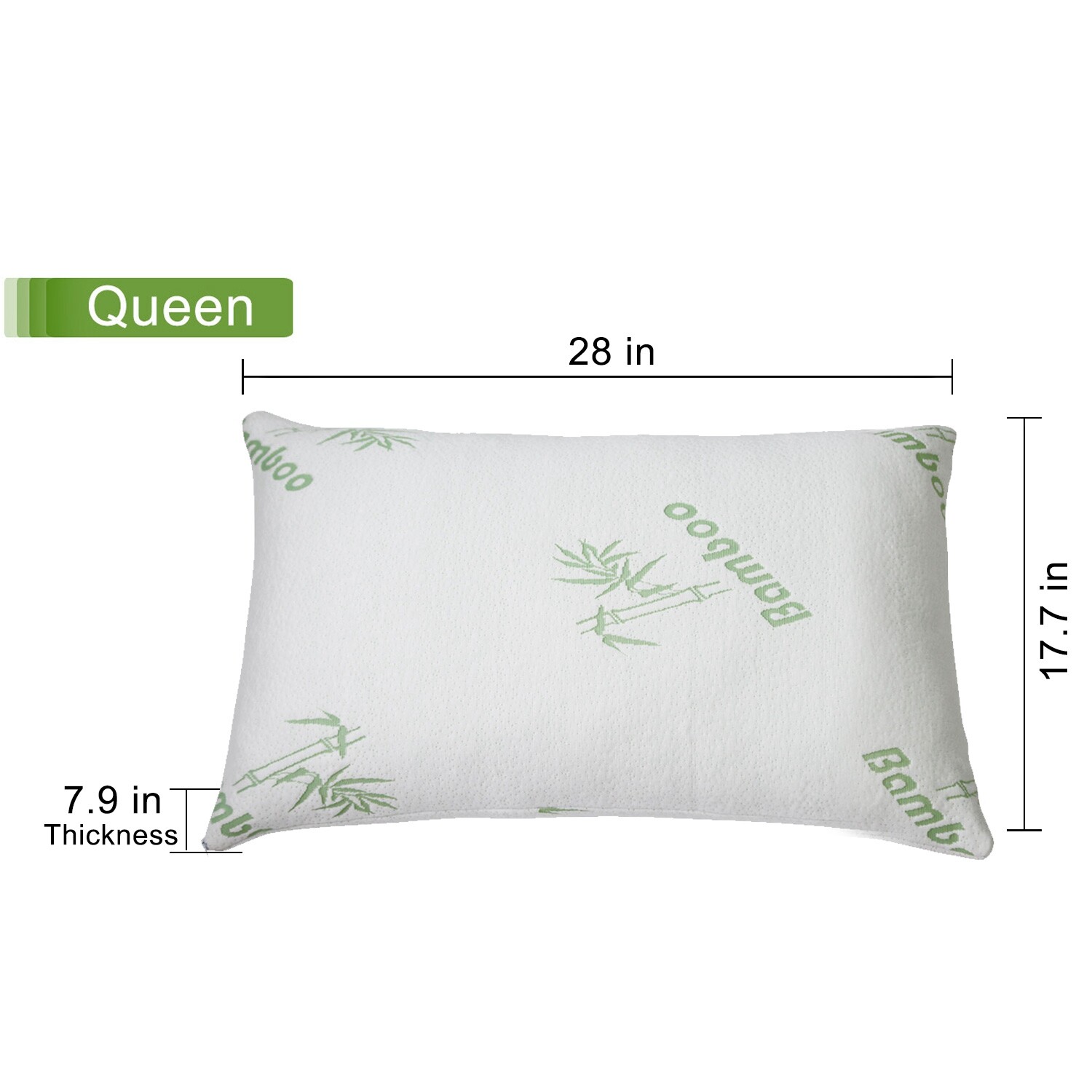 Bamboo Memory Foam Bed Pillow Queen King Size Hypoallergenic with Washable Cover gallery