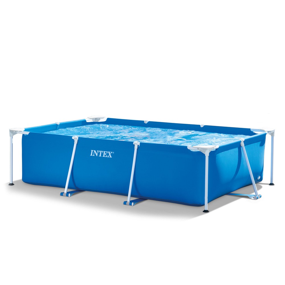 Intex 8.5ft x 26in Rectangular Frame Above Ground Backyard Swimming Pool, Blue