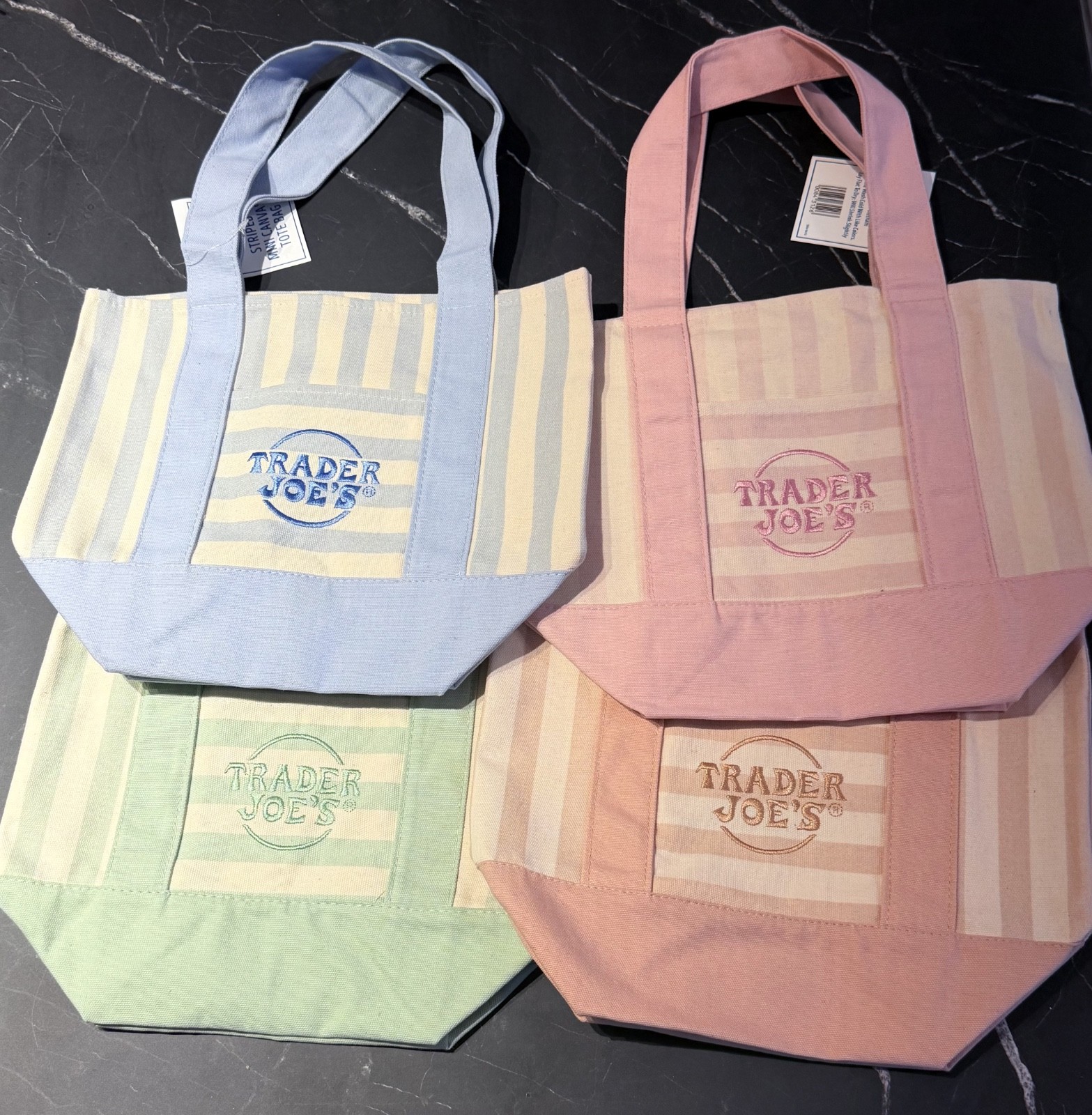 Trader Joe’s 2026 Striped Mini Paste tote bag set of 4 gallery