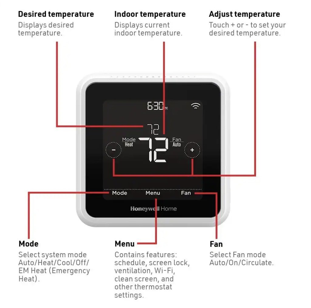 Honeywell 7-Day Programmable Thermostat T5 Touchscreen SMART Alexa Google Apple gallery