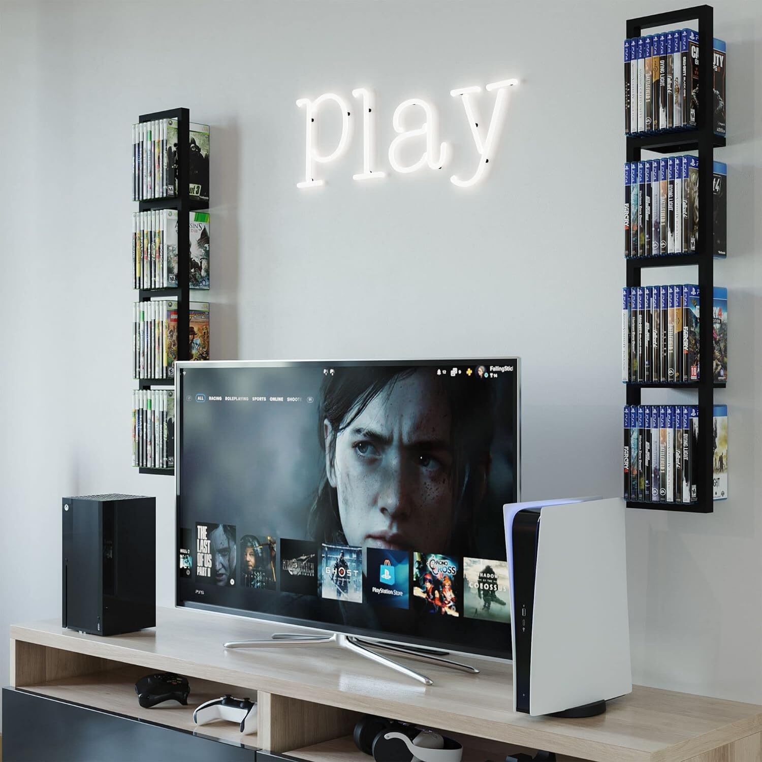 5PCs 34 In Video Game Rack Media Storage Shelves for Wall, CD DVD Storage Shelf gallery